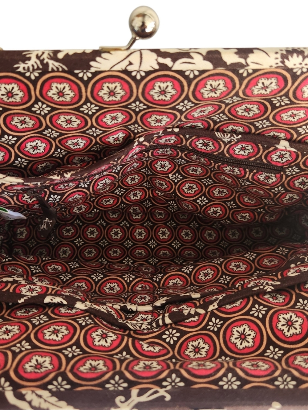 Vintage Y2K  Vera Bradley Morgan Kisslock Shoulder Bag Imperial Toile Brown - Picture 10 of 12